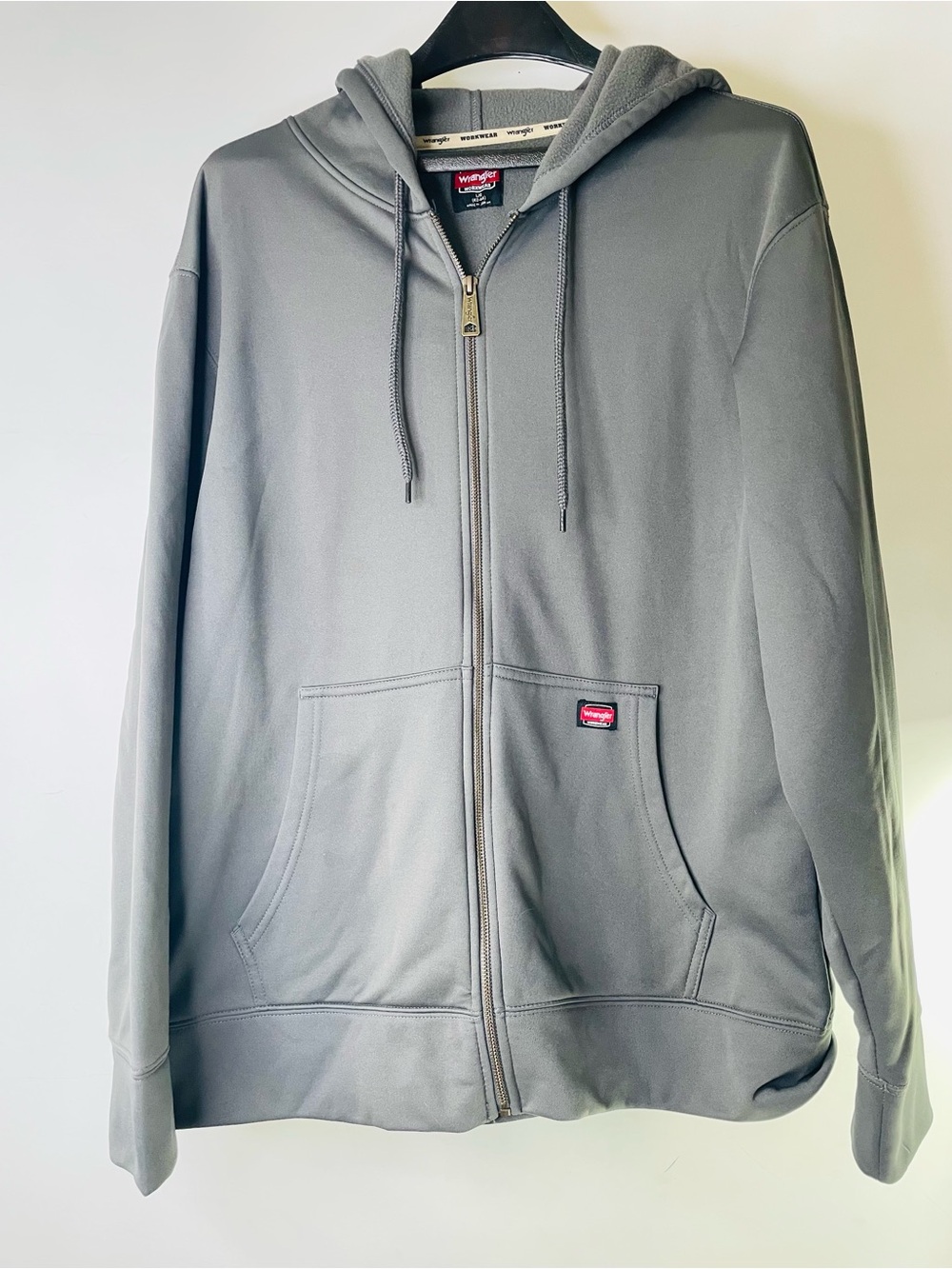 Wrangler Gray Full-Zip Hooded Sweatshirt Work Wear Size Lg